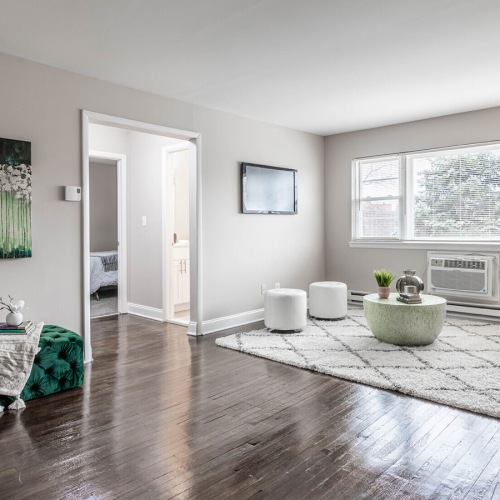 Living Room Open living space with hardwood flooring